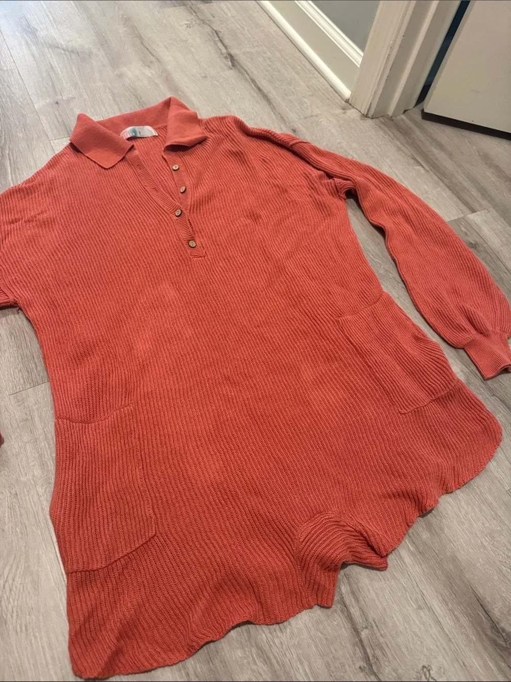 Free People Ribbed Collared Romper in Burnt Orange